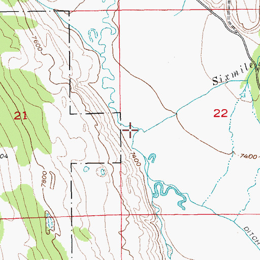 Topographic Map of Sixmile Creek, WY