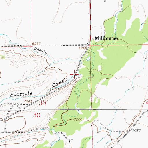 Topographic Map of Sixmile Creek, WY