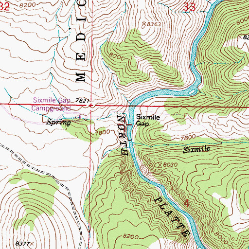 Topographic Map of Sixmile Gap, WY