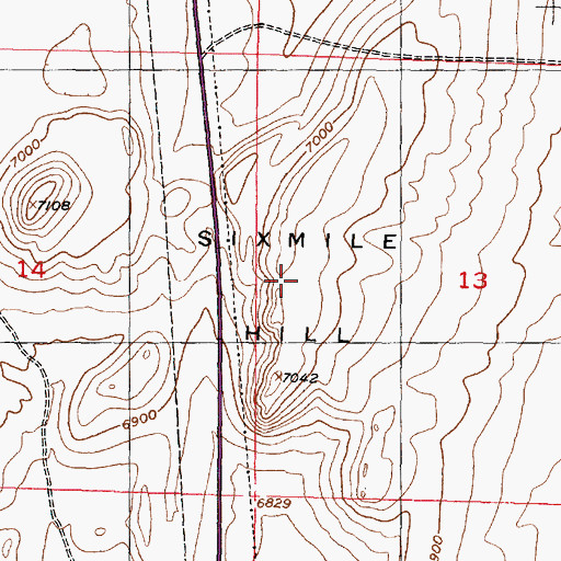 Topographic Map of Sixmile Hill, WY