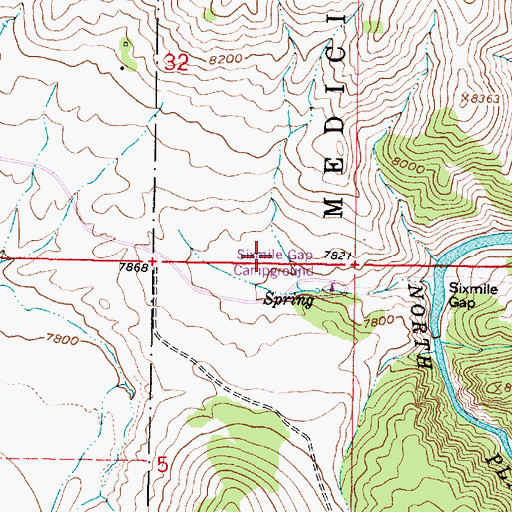 Topographic Map of Sixmile Picnic Ground, WY