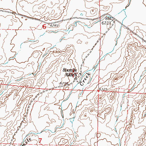 Topographic Map of Sixmile Ranch, WY
