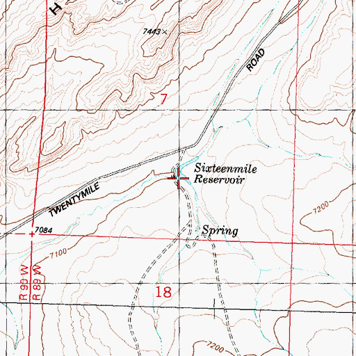 Topographic Map of Sixteenmile Reservoir, WY
