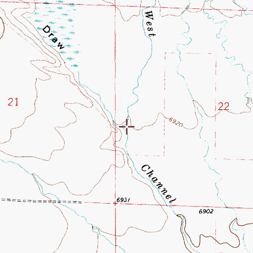 Topographic Map of Sixty-Seven Draw, WY