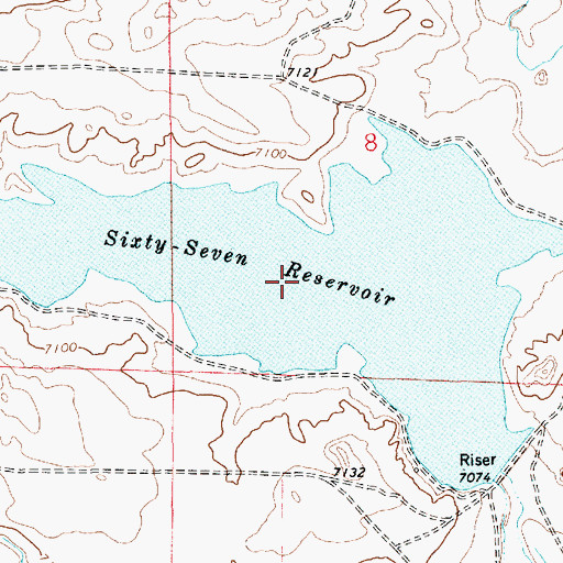 Topographic Map of Sixty-Seven Reservoir, WY