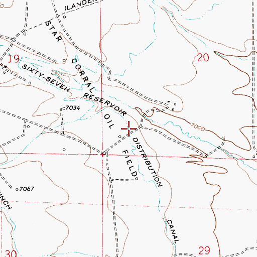 Topographic Map of Sixty-Seven Reservoir Distribution, WY