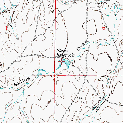 Topographic Map of Skiles Reservoir, WY