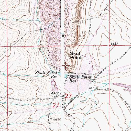 Topographic Map of Skull Point, WY