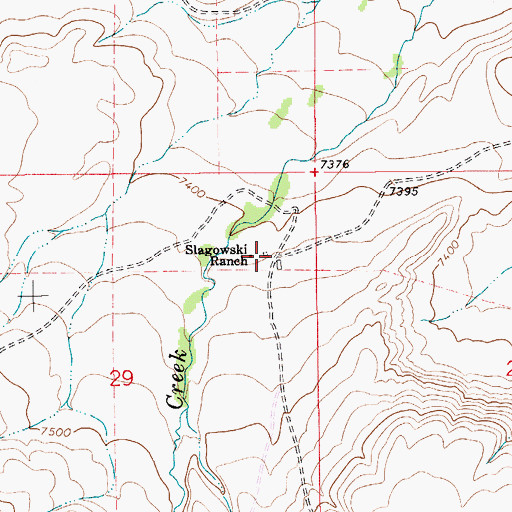 Topographic Map of Slagowski Ranch, WY