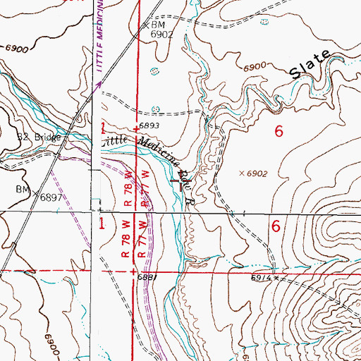 Topographic Map of Slate Draw, WY