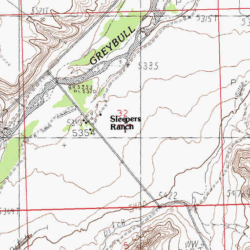 Topographic Map of Sleeper's Ranch, WY