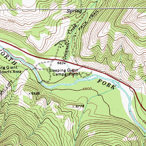 Topographic Map of Sleeping Giant Campground, WY