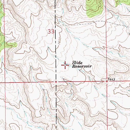 Topographic Map of Slide Reservoir, WY