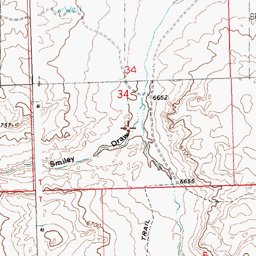 Topographic Map of Smiley Draw, WY