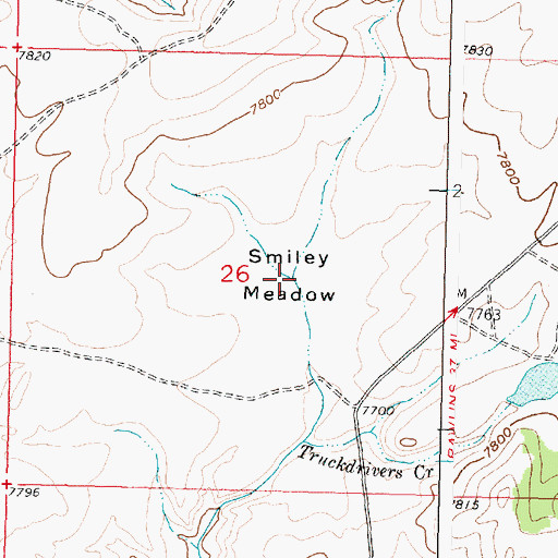 Topographic Map of Smiley Meadow, WY
