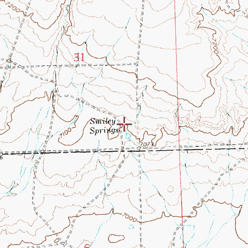 Topographic Map of Smiley Springs, WY
