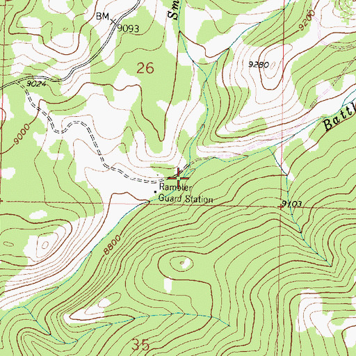 Topographic Map of Smith Creek, WY
