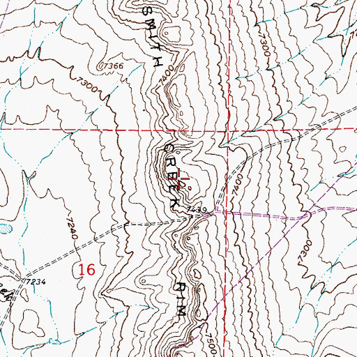 Topographic Map of Smith Creek Rim, WY