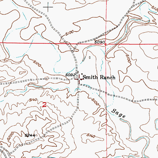 Topographic Map of Smith Ranch, WY