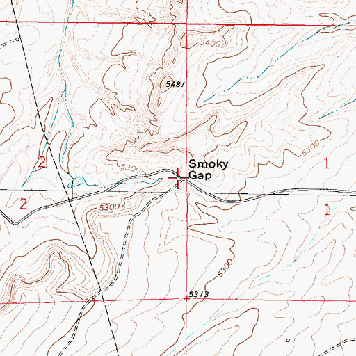 Topographic Map of Smoky Gap, WY