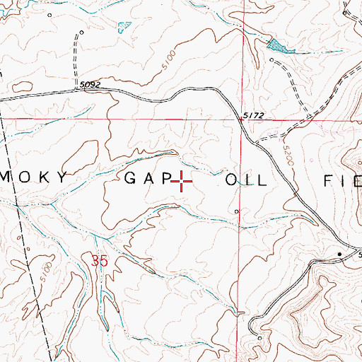 Topographic Map of Smoky Gap Oil Field, WY