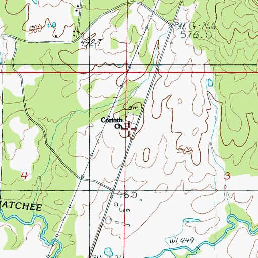 Topographic Map of Corinth Church, AL