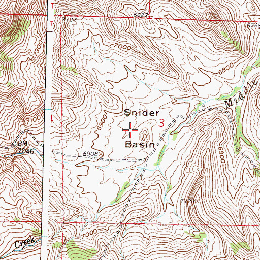 Topographic Map of Snider Basin, WY