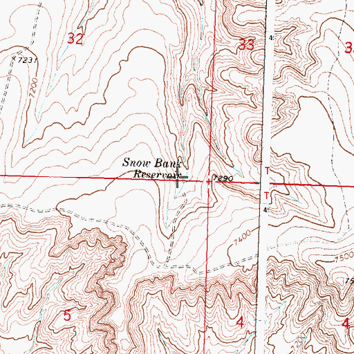 Topographic Map of Snow Bank Reservoir, WY
