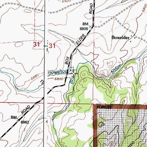 Topographic Map of Snowshoe Creek, WY