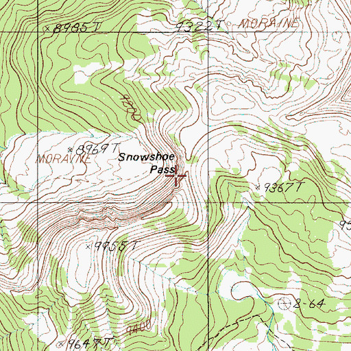 Topographic Map of Snowshoe Pass, WY