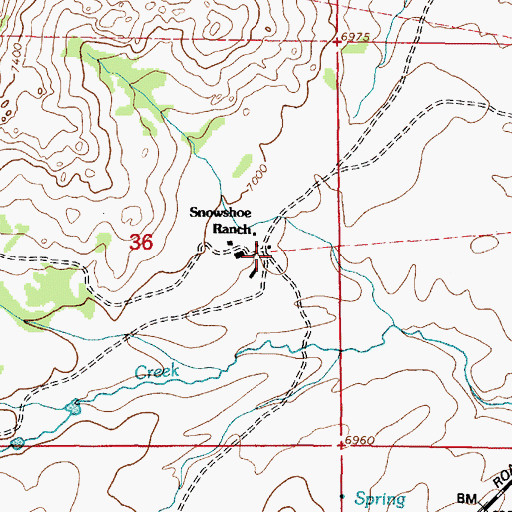 Topographic Map of Snowshoe Ranch, WY