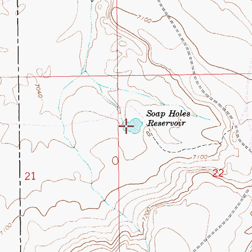 Topographic Map of Soap Holes Reservoir, WY