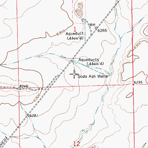 Topographic Map of Soda Ash Wells, WY