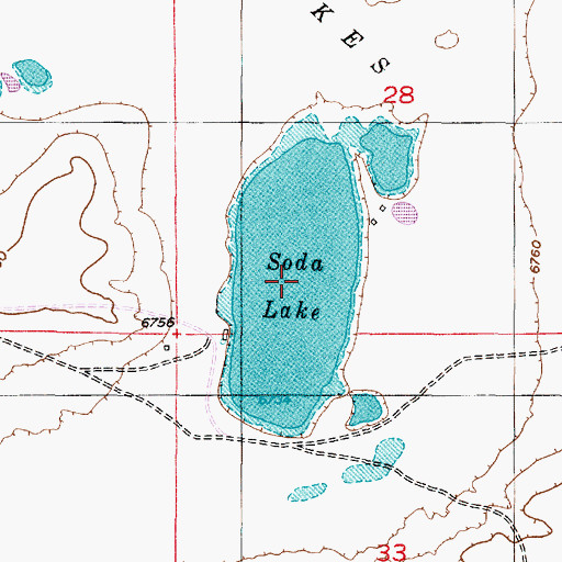 Topographic Map of Soda Lake, WY