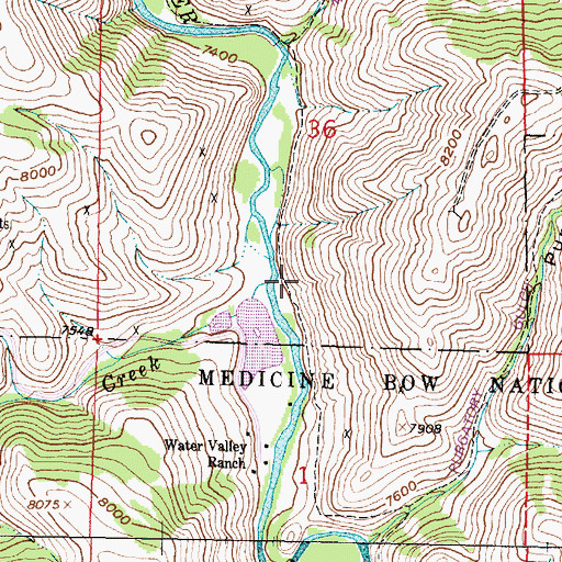 Topographic Map of Soldier Creek, WY