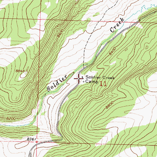 Topographic Map of Soldier Creek Camp, WY
