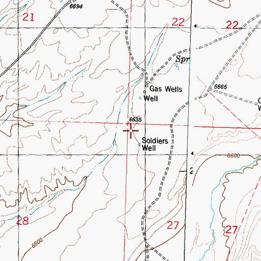 Topographic Map of Soldiers Well, WY