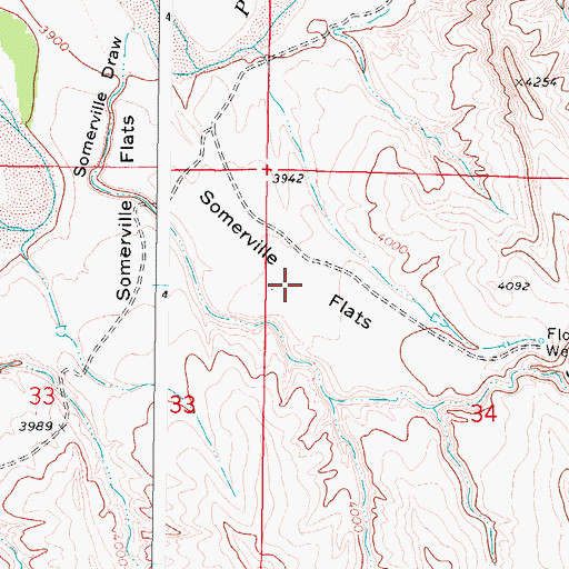 Topographic Map of Somerville Flats, WY