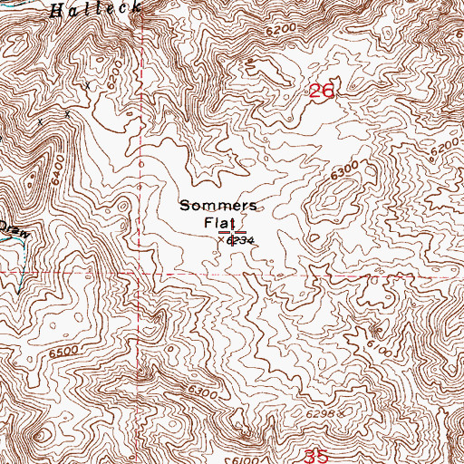Topographic Map of Sommers Flat, WY
