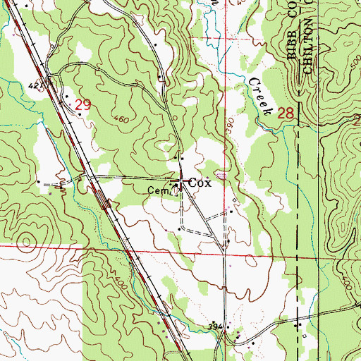 Topographic Map of Cox, AL