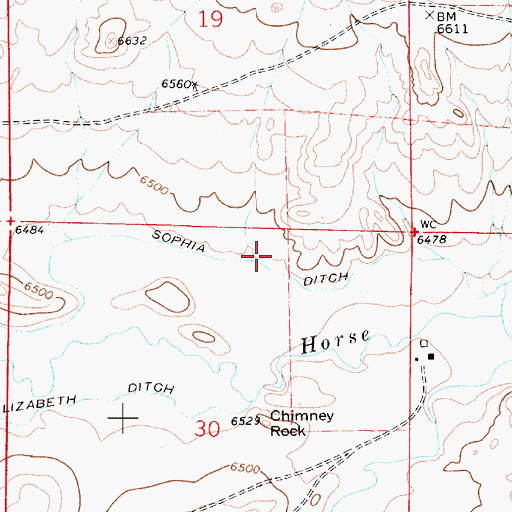 Topographic Map of Sophia Ditch, WY