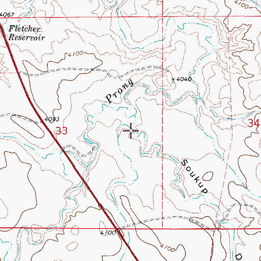 Topographic Map of Soukup Draw, WY