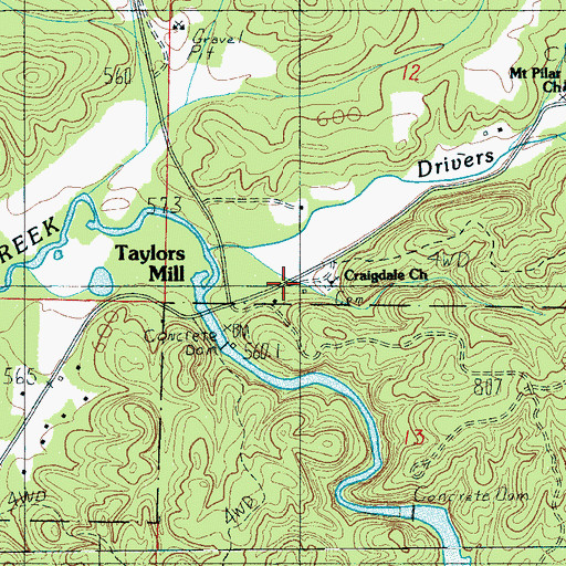 Topographic Map of Cragdale Church, AL