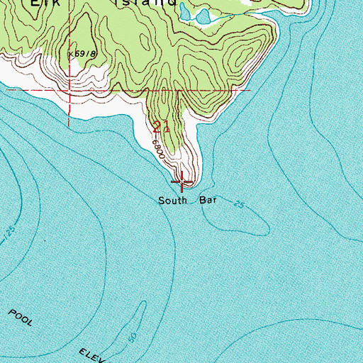 Topographic Map of South Bar, WY