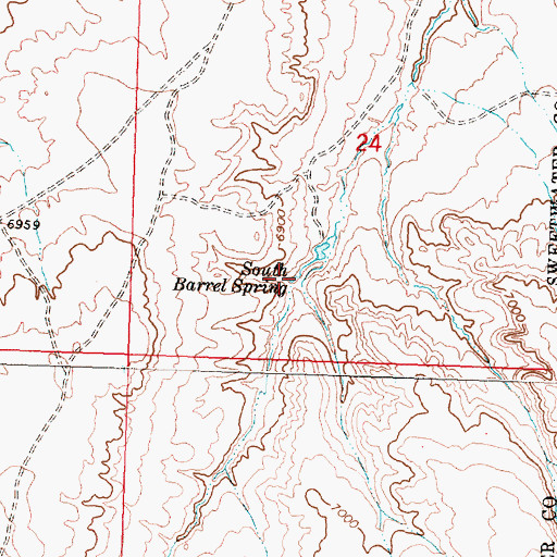 Topographic Map of South Barrel Spring, WY