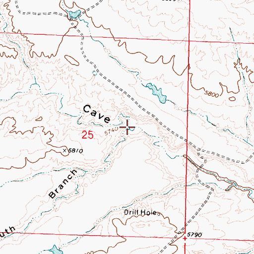 Topographic Map of South Branch Cave Gulch, WY