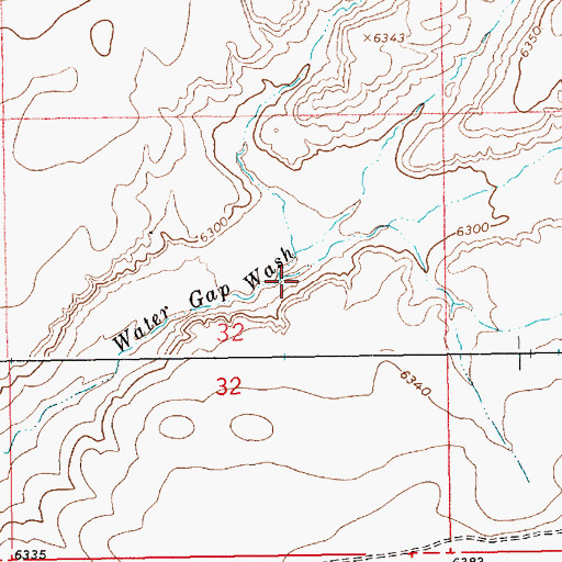 Topographic Map of South Branch Water Gap Wash, WY