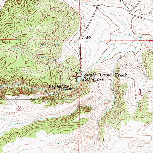 Topographic Map of South Crow Creek Reservoir, WY