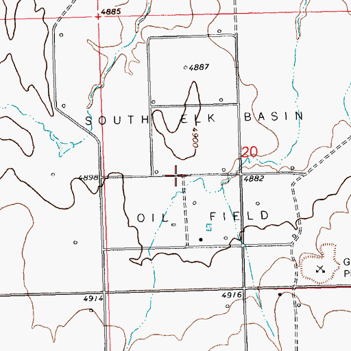 Topographic Map of South Elk Basin Oil Field, WY