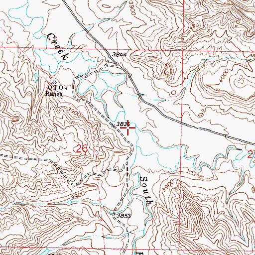 Topographic Map of South Fork Badger Creek, WY